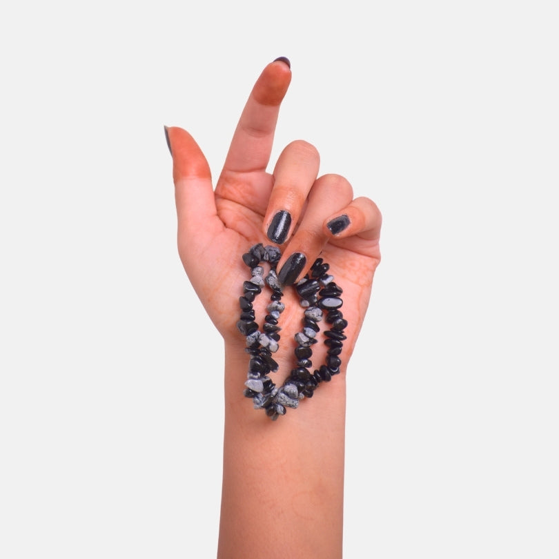 Mystic Flakes Dual Layer Bracelet | Snowflake Obsidian Chips β For Women | Includes: Bracelet