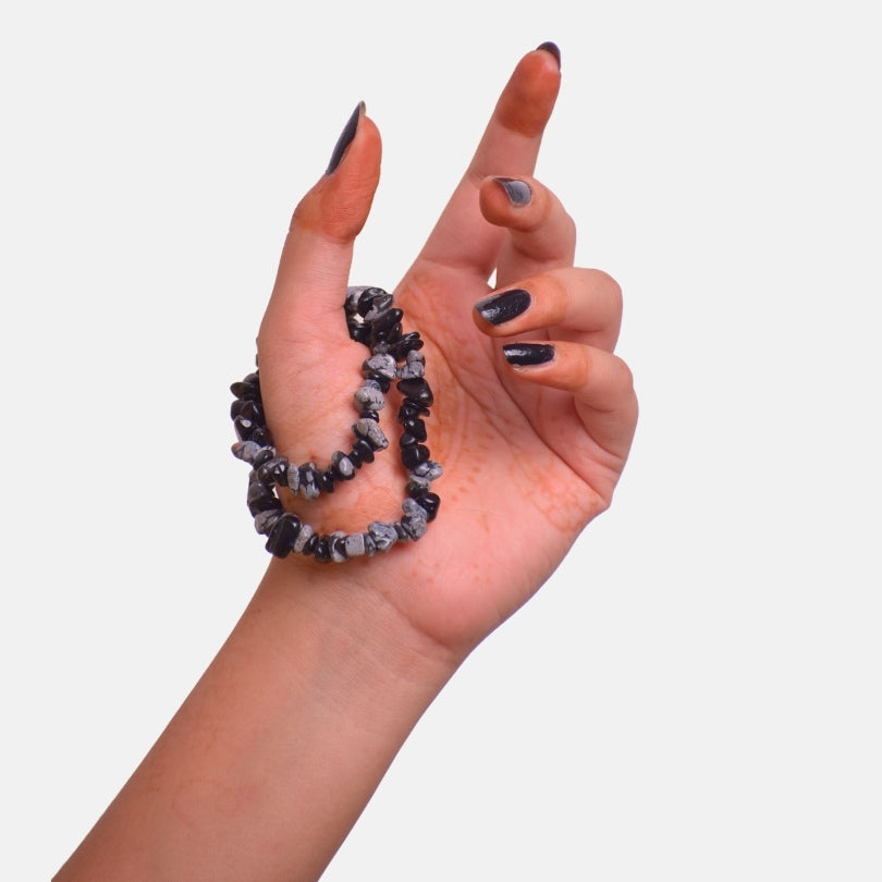Mystic Flakes Dual Layer Bracelet | Snowflake Obsidian Chips β For Women | Includes: Bracelet