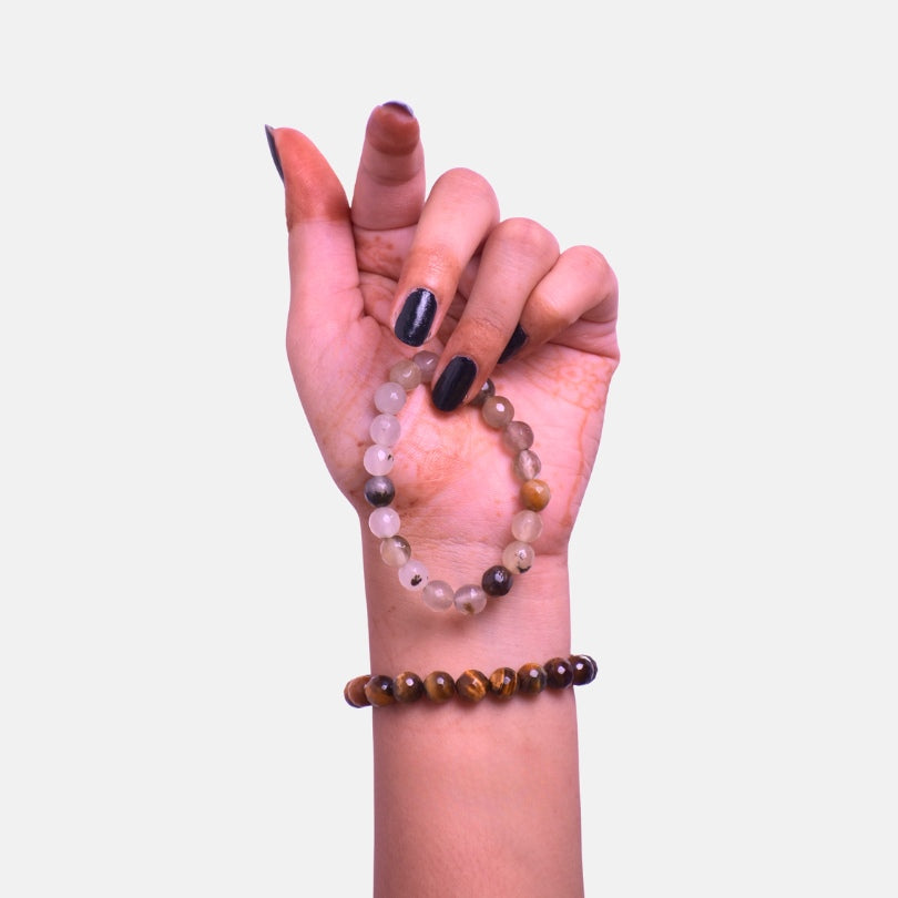 Power Duo Bracelets | Tiger Eye & Yellow Opal Stones β For Women | Includes: Bracelet (Set of 2)