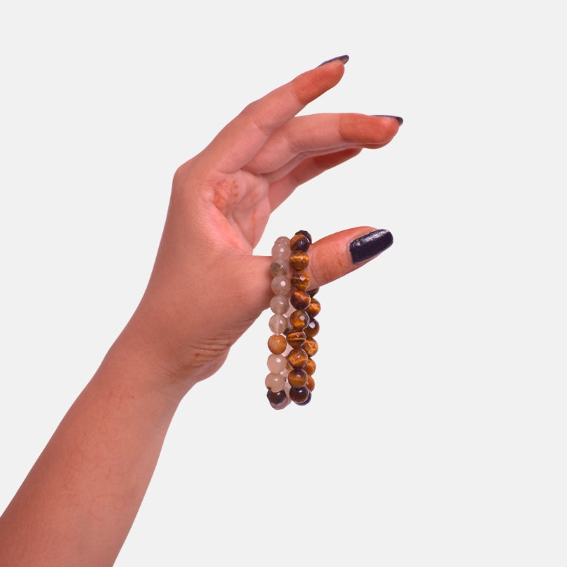 Power Duo Bracelets | Tiger Eye & Yellow Opal Stones β For Women | Includes: Bracelet (Set of 2)