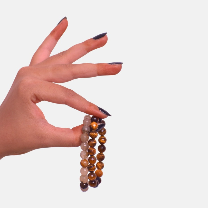 Power Duo Bracelets | Tiger Eye & Yellow Opal Stones β For Women | Includes: Bracelet (Set of 2)