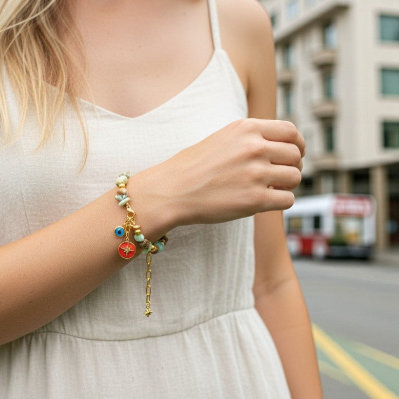 Twinke Star Chips Bracelet | Indian Agate - For Women | Includes: Bracelet