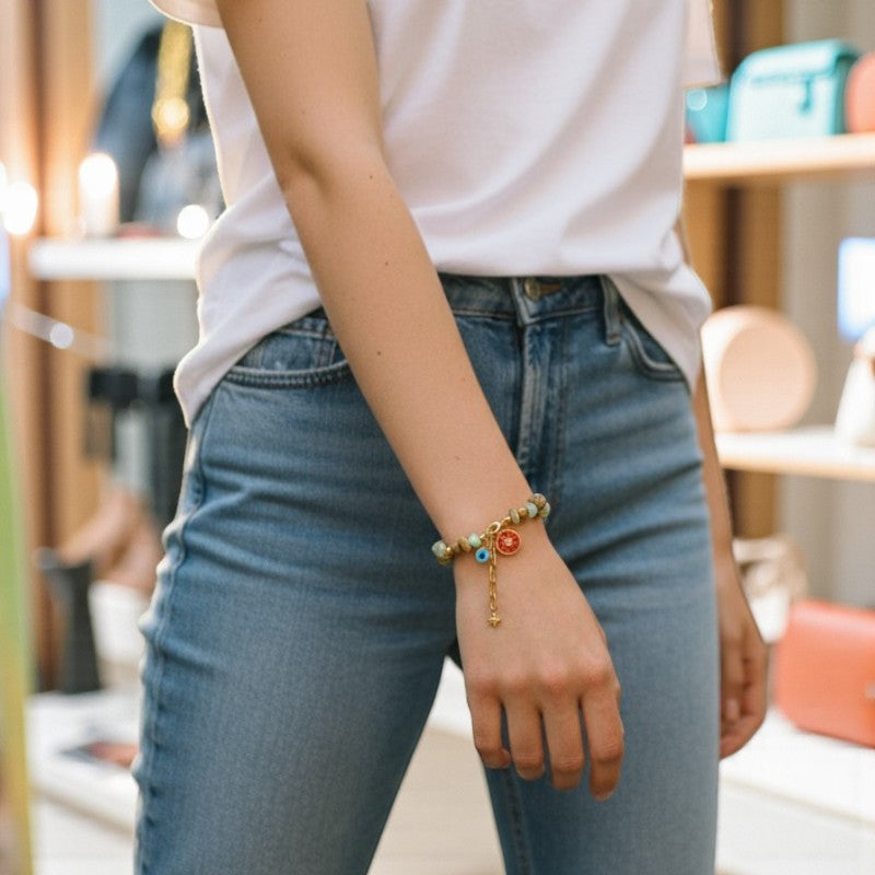 Twinke Star Chips Bracelet | Indian Agate - For Women | Includes: Bracelet