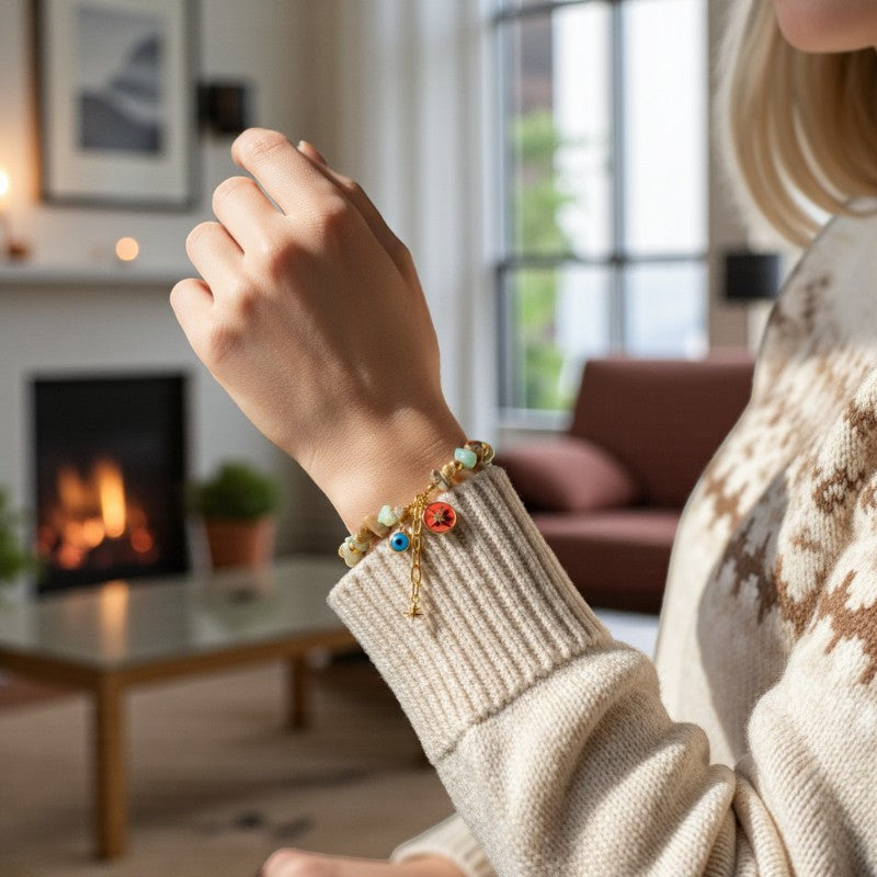 Twinke Star Chips Bracelet | Indian Agate - For Women | Includes: Bracelet