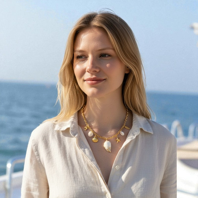 Ocean vibe Necklace | 18K PVD Gold Plated - For Women | Includes: Necklace