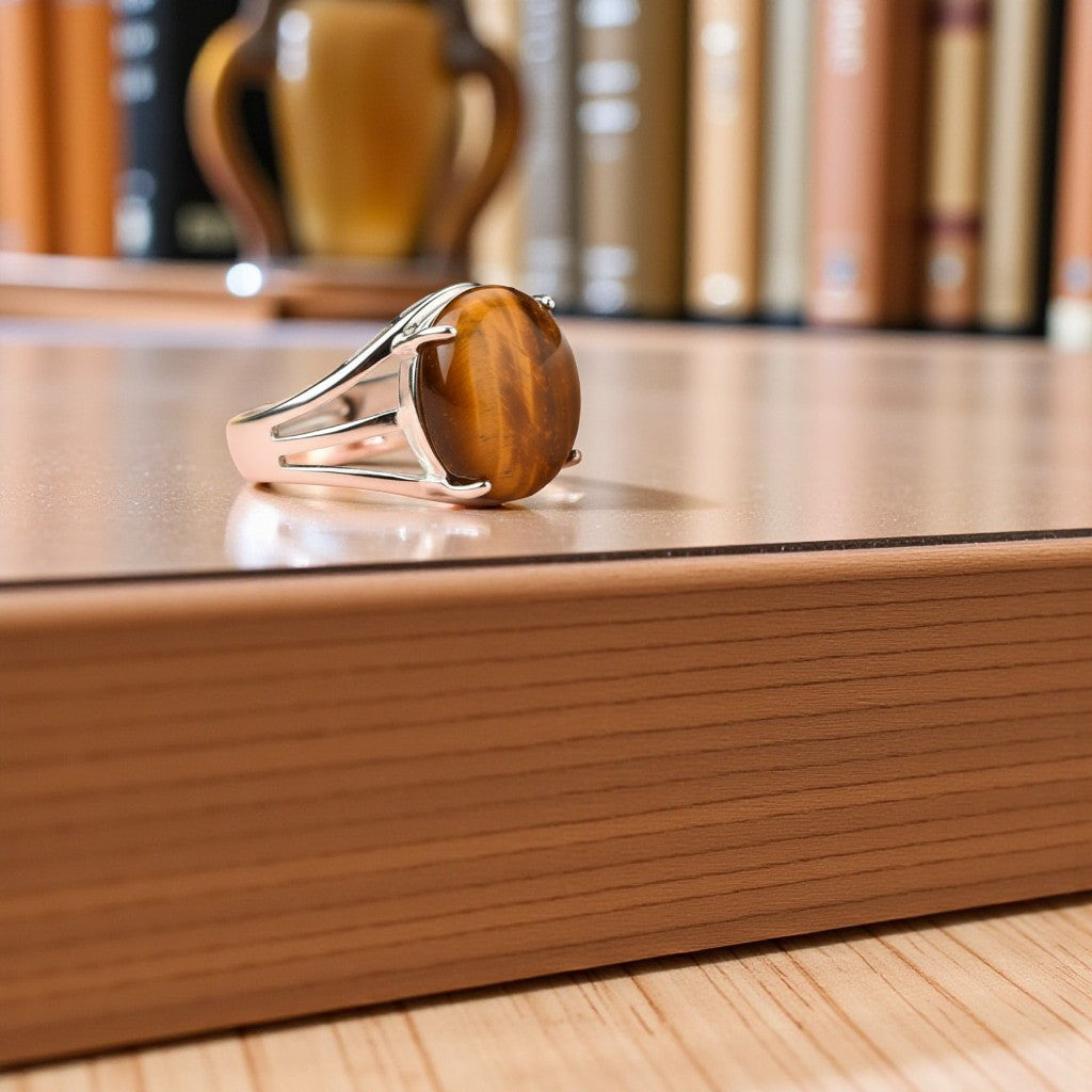 Confidence Bezel Ring Flexi Size | Tiger Eye – For Men | Includes: Ring