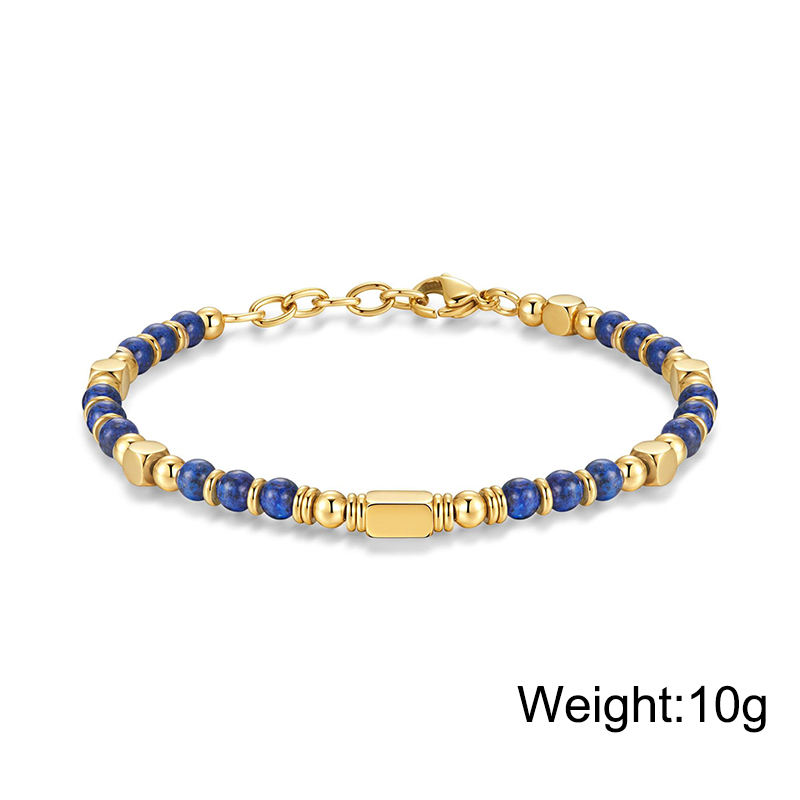 Ultra Rich Lapis Lazuli Stone Flexi Bracelet | 18K PVD Gold Plated- For Men | Includes: Bracelet