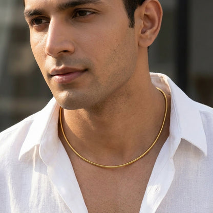 Golden Brazillian Snake Steel Chain | 18K PVD Gold Plated- For Men| Includes: Necklace