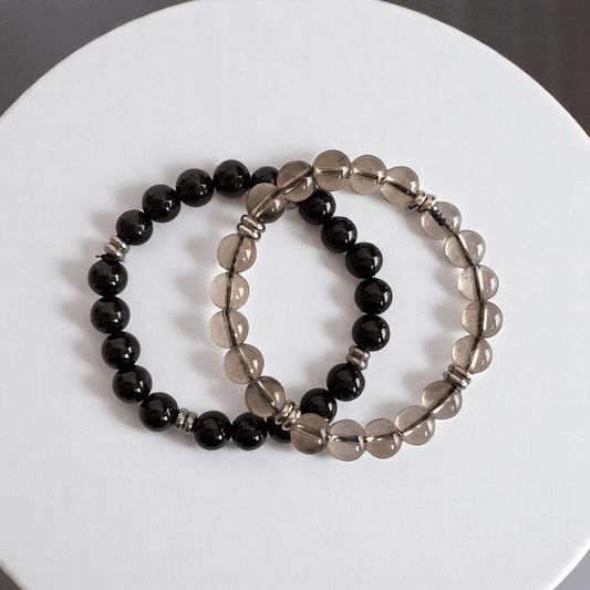 Balance & Bloom Duo Bracelets | Obsidian & Quartz - For All | Includes: Bracelets (Set of 2)