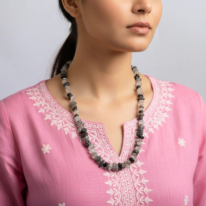Cosmic Veins Necklace | Black Rutile Stone - For All | Includes: Necklace