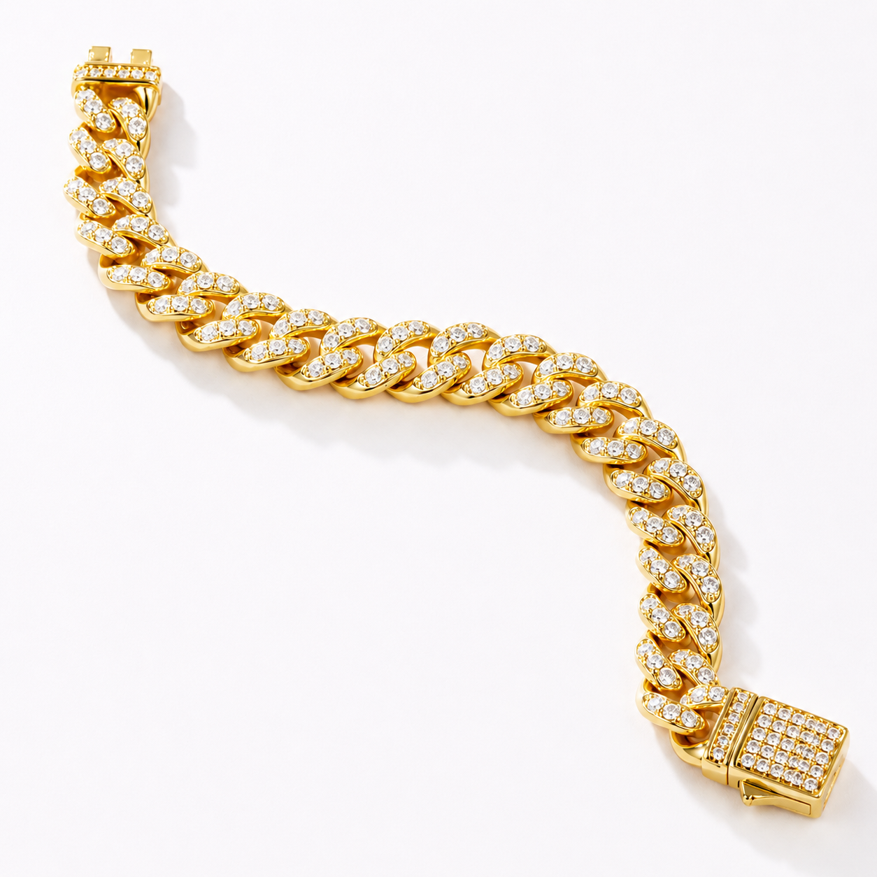 Ultra Modern Real Golden Cuban Zircon 6MM THIN Bracelet | 18K PVD Gold Plated- For Men | Includes: Bracelet