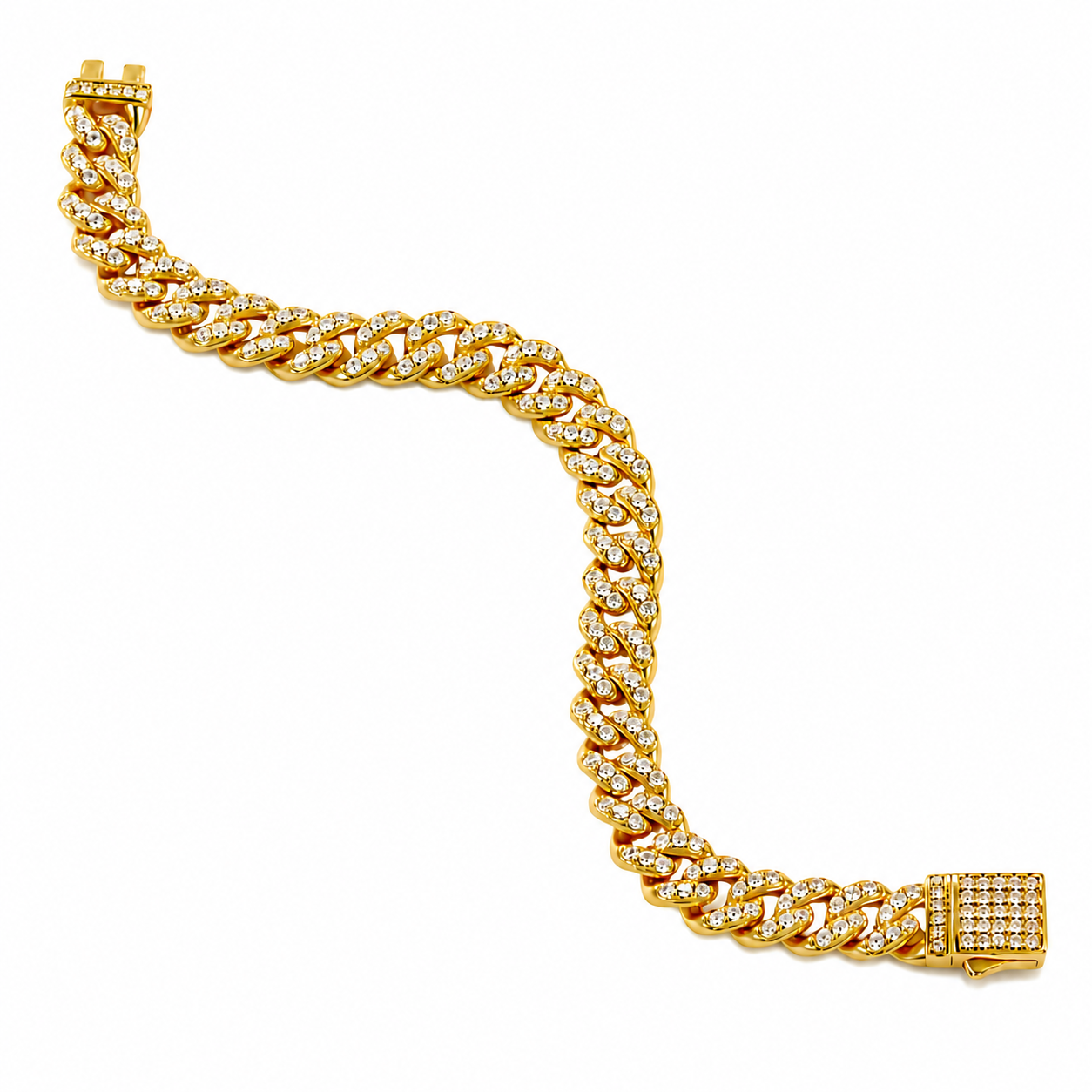 Ultra Modern Real Golden Cuban Zircon 8MM STANDARD Bracelet | 18K PVD Gold Plated- For Men | Includes: Bracelet