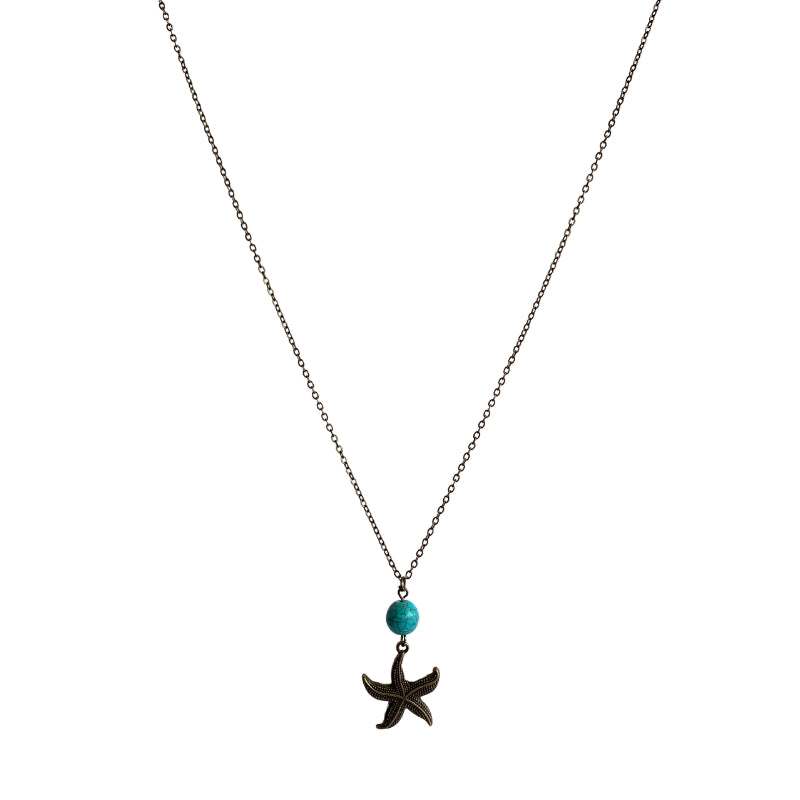 Starfish Turquoise Necklace | Brass & Turquoise - For Women | Includes: Necklace