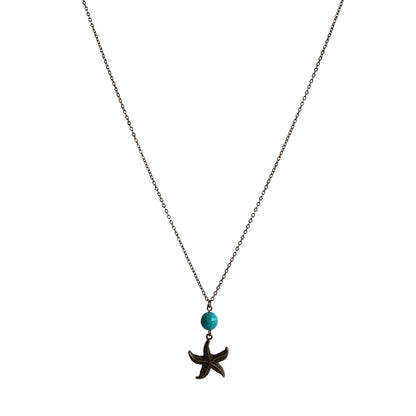 Starfish Turquoise Necklace | Brass & Turquoise - For Women | Includes: Necklace