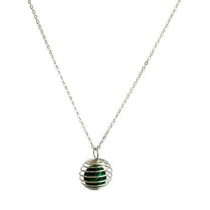 Dainty Whirl Growth Silverish Necklace | Malachite Stone- For Women | Includes: Necklace