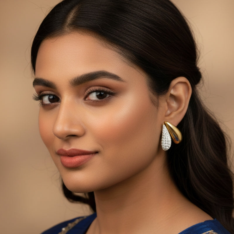 Zircon Heart Earring | 18K PVD Gold Plated - For Women | Includes: Earring