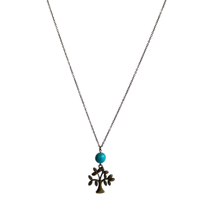 Tree Turquoise Necklace | Brass & Turquoise - For Women | Includes: Necklace