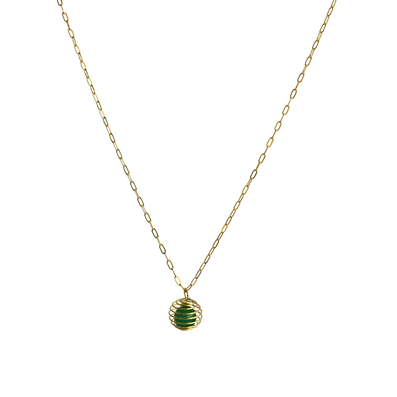 Dainty Whirl Clarity Golden Necklace | Aventurine Stone - For Women | Includes: Necklace