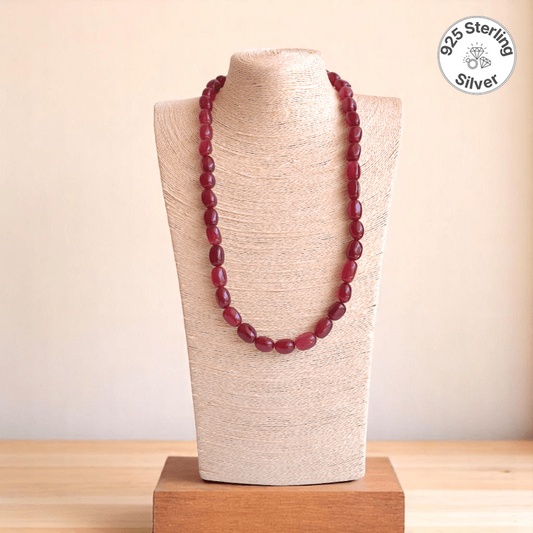 Ruby Soul Necklace | 925 Silver & Red Onyx Stone  - For All | Includes: Necklace