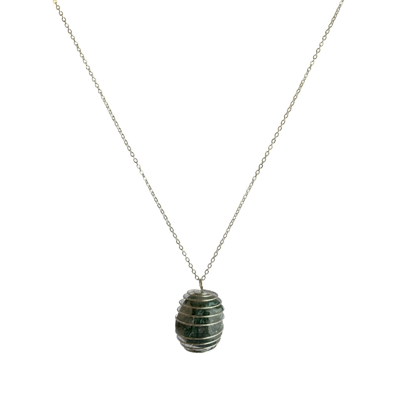 Chunky Whirl Silverish Nature Necklace | Tree Agate- For Women | Includes: Necklace