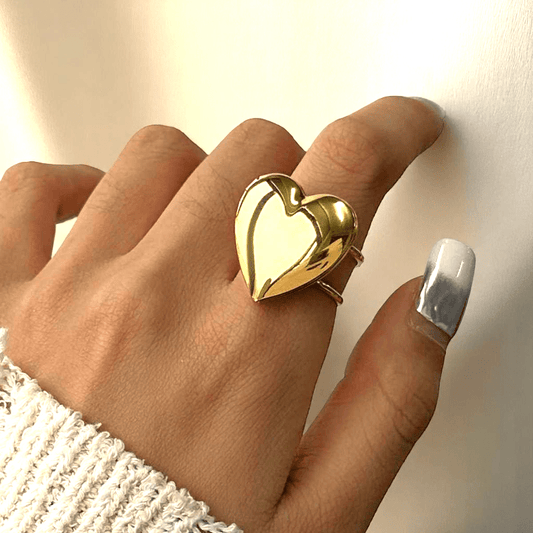 Sweet Heart Ring | PVD 18K Gold Plated, Stainless Steel, Water Proof - For Women | Includes: Ring