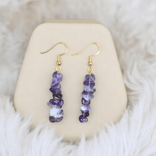 Amethyst Golden ear-wire Dangling Earrings