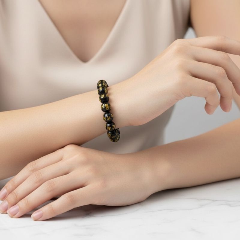 Mystic Bracelet | Black Om Mani - For Unisex | Includes: Bracelet