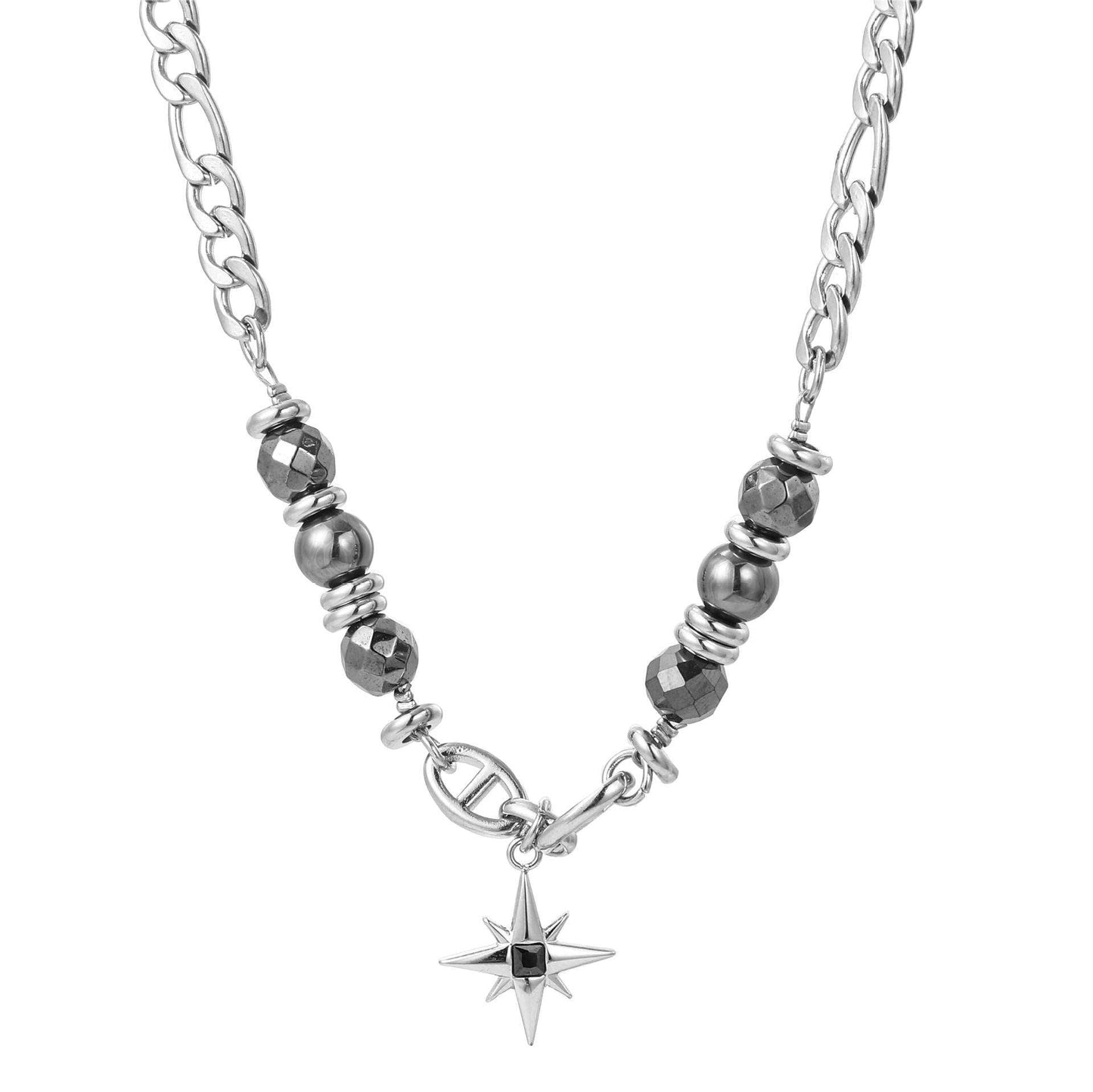 Obsidian Star Necklace | REAL STEEL- For Men| Includes: Necklace