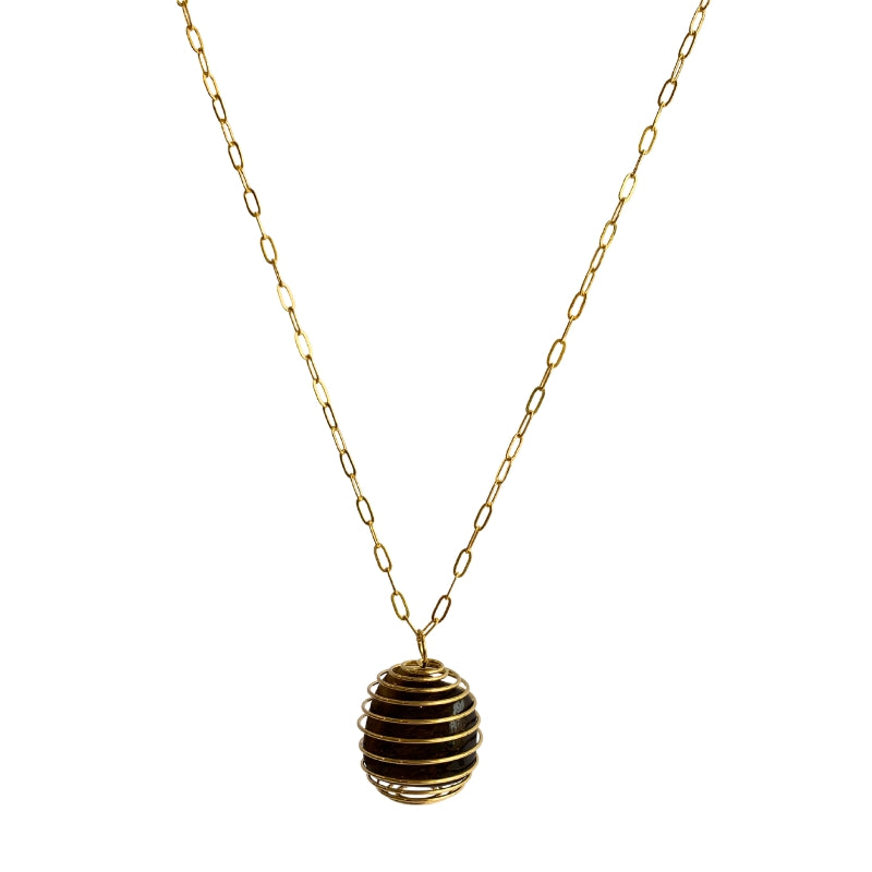Chunky Whirl Courage Golden Necklace | Tiger Eye - For Women | Includes: Necklace