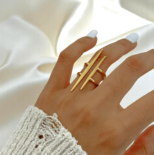 Edgy Spiked Ring | PVD 18K Gold Plated, Stainless Steel, Water Proof - For Women | Includes: Ring