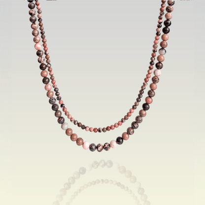 Double Layered Love Rhodonite Necklace | Rhodonite Stone - For Women | Includes: Necklace (Set Of 2)