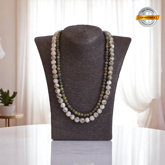 Double Layered Deep Woods Amulet Necklace | Jasper Stone - For Women | Includes: Necklace (Set Of 2)