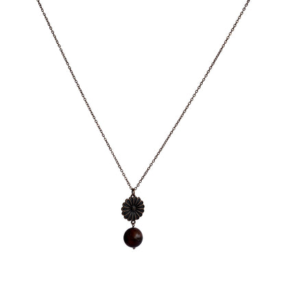 Dainty Bronze Flower Necklace | Red Tiger Eye - For Women | Includes: Necklace