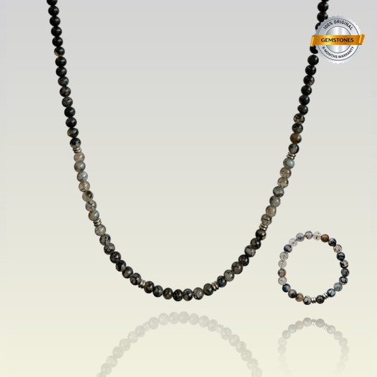 Mystic Dragon Vein Set | Dragon Vein Agate - For Unisex | Includes: Necklace & Bracelet