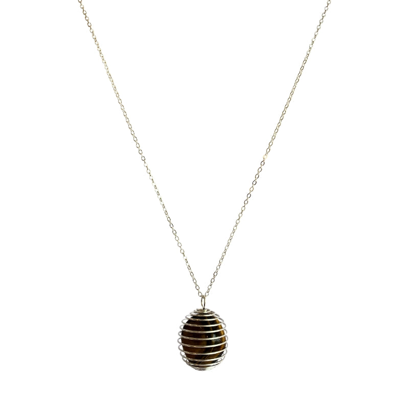 Chunky Whirl Courage Silverish Necklace | Tiger Eye - For Women | Includes: Necklace