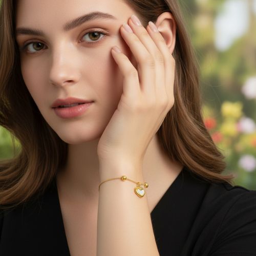 Shell Heart Dainty Bracelet | 18K PVD Gold Plated - For Women | Includes: Bracelet