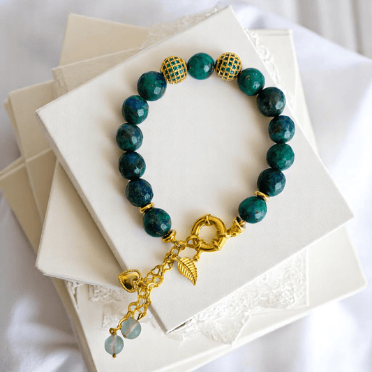Vibrant Soul Bracelet | Azurite Stone, PVD 18K Gold Plated - For Women | Includes: Bracelet