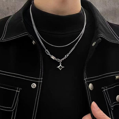 Obsidian Dual Layer Necklace | Premium Alloy- For Men| Includes: Necklace