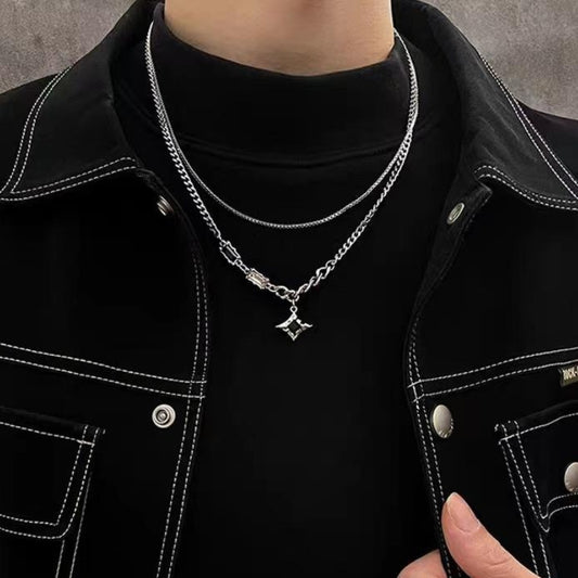 Obsidian Dual Layer Necklace | Premium Alloy- For Men| Includes: Necklace