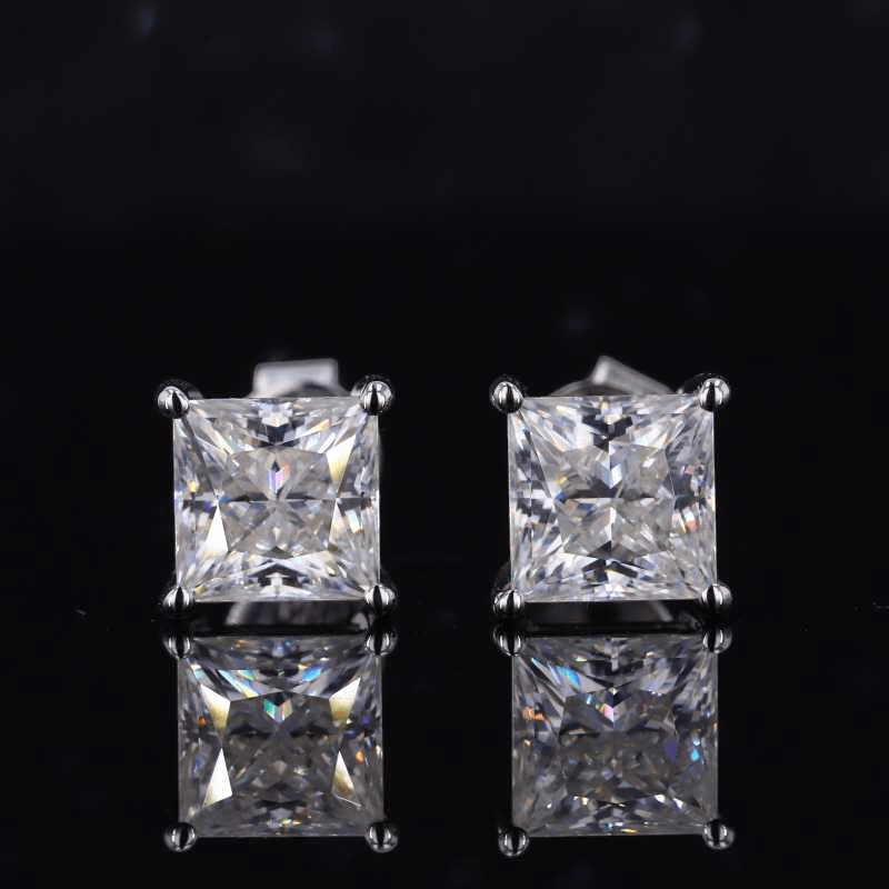 Princess Cut Earrings | 925 Silver & Zircon - For Women | Includes: Earrings