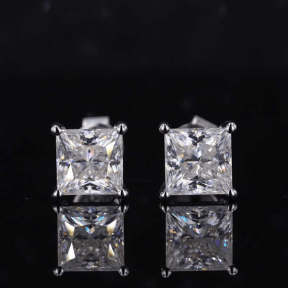 Princess Cut Earrings | 925 Silver & Zircon - For Women | Includes: Earrings
