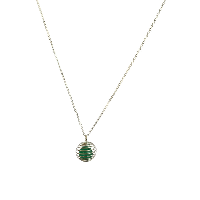 Dainty Whirl Clarity Silverish Necklace | Aventurine Stone - For Women | Includes: Necklace