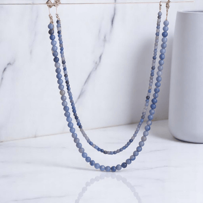Double Layered Skyhunter Necklace | Blue Aventurine Stone - For Women | Includes: Necklace (Set Of 2)