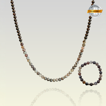 Striped Botswana Set | Botswana Agate - For Unisex | Includes: Necklace & Bracelet