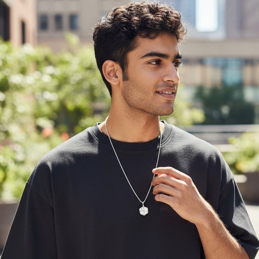 Howlite Hexagon Men's Necklace | Howlite Stone - For Men| Includes: Necklace