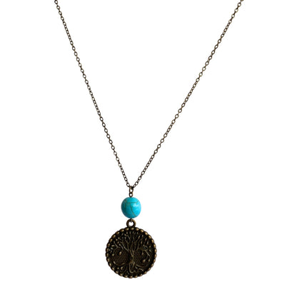 Tree of Life Turquoise Necklace | Brass & Turquoise - For Women | Includes: Necklace