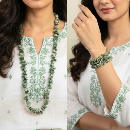 Botanic Bliss Necklace | Green Spot Jasper Stone - For All | Includes: Necklace