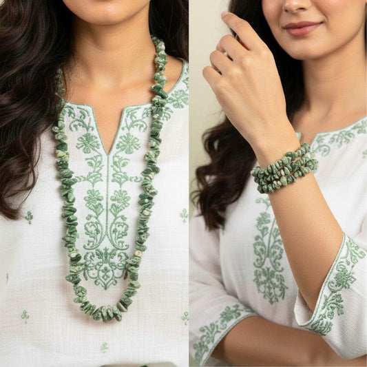 Botanic Bliss Necklace | Green Spot Jasper Stone - For All | Includes: Necklace