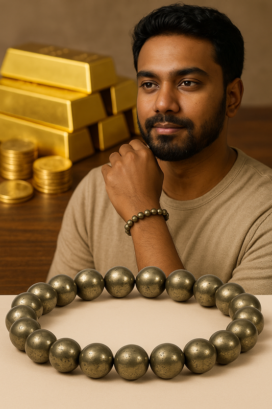 Wealthy Strength Pyrite Bracelet | Pyrite Stone - For Men | Includes: Bracelet