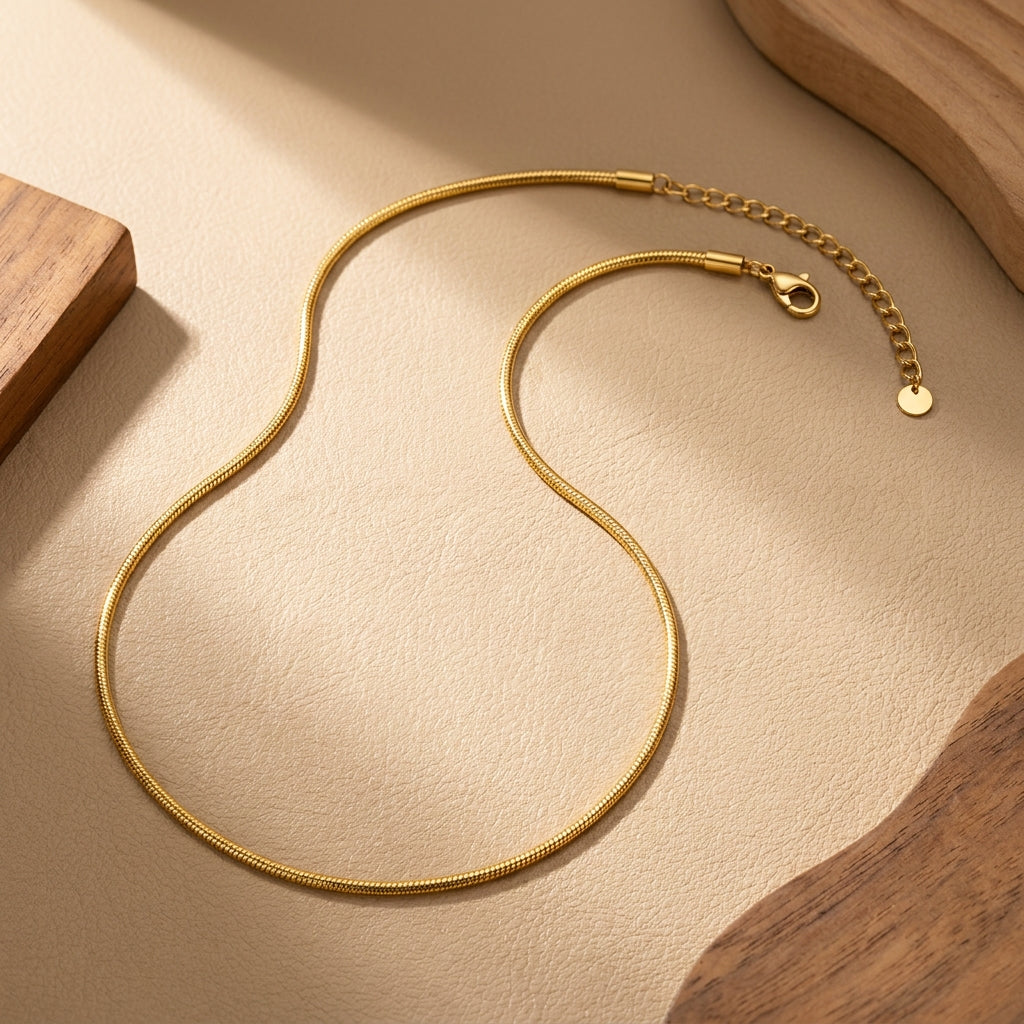Golden Brazillian Snake Steel Chain | 18K PVD Gold Plated- For Men| Includes: Necklace